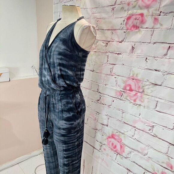 YFB Navy Tie Dye Casual Slim Fit Jumpsuit With Pockets size small - Picture 3 of 13